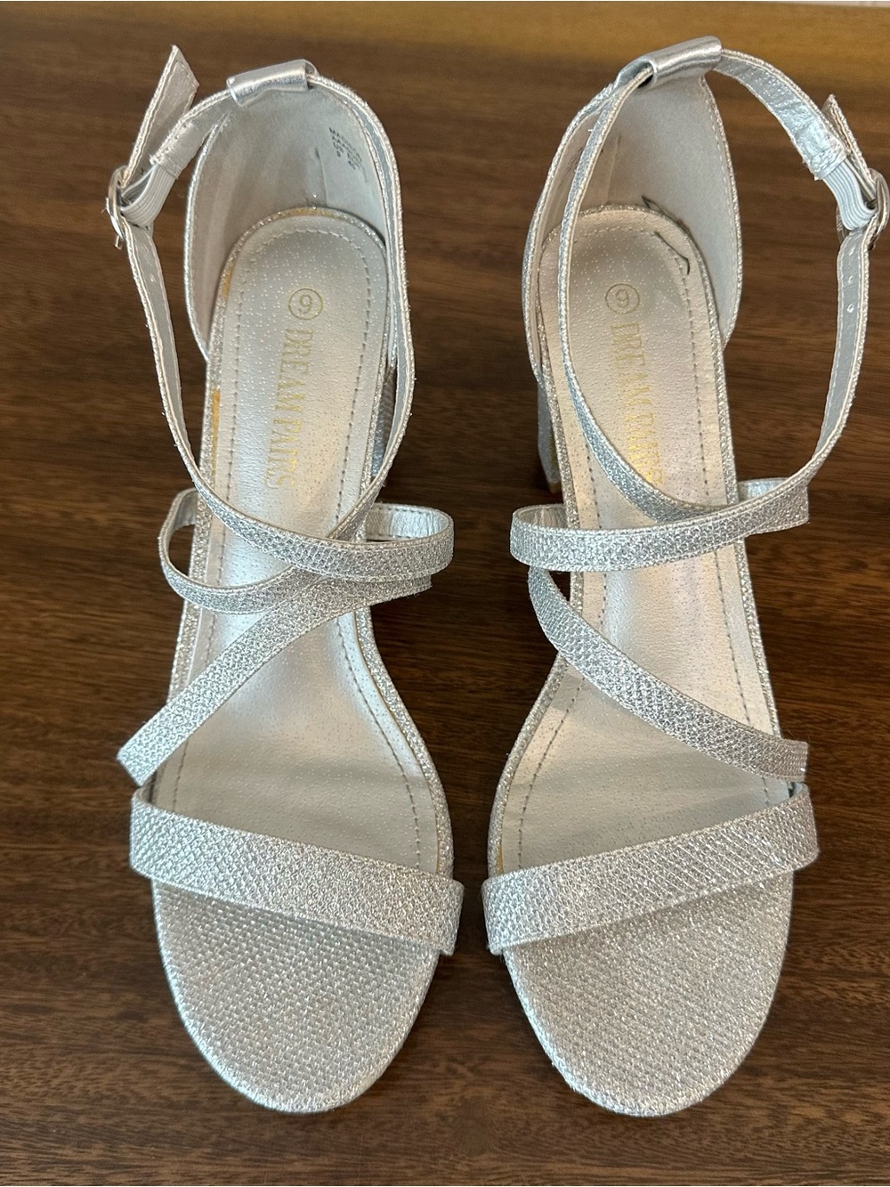 Madison Silver Strappy Block Heel Sandals